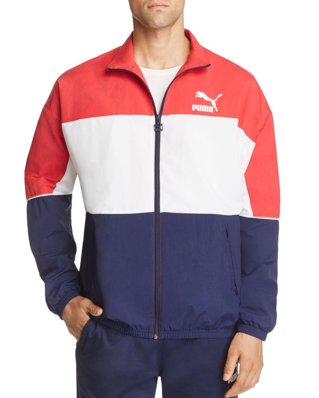 PUMA Synthetic Retro Color - Block Track Jacket in Red/White/Blue (Blue)  for Men | Lyst