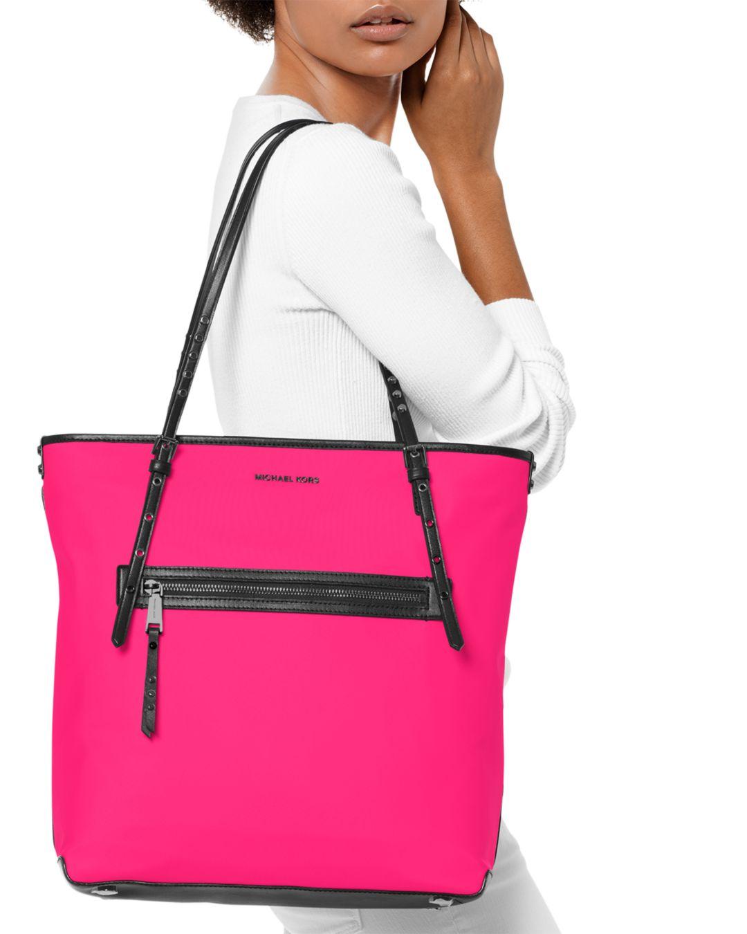 MICHAEL Michael Kors Synthetic Large Leila Neon Nylon Tote in Neon Yellow  (Pink) - Lyst