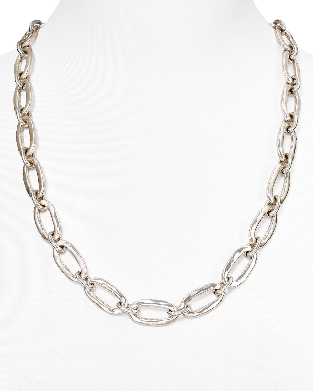 Uno de 50 Chain Link Necklace, 24" in Metallic Lyst
