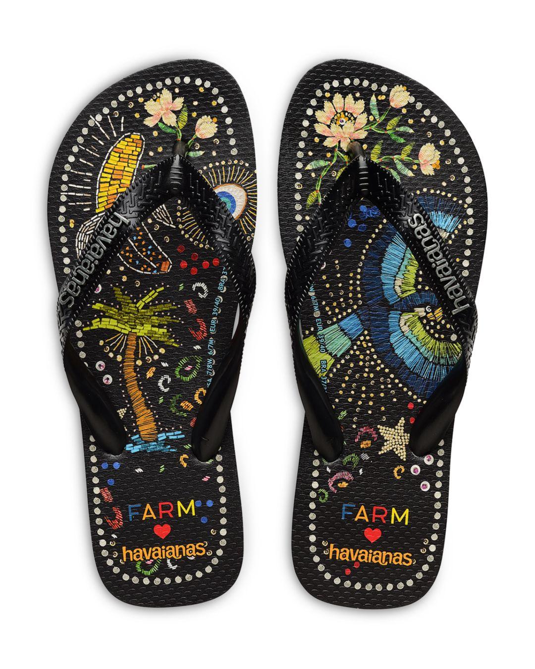 Havaianas Farm Rio Black Slip On Flip Flop Sandals | Lyst