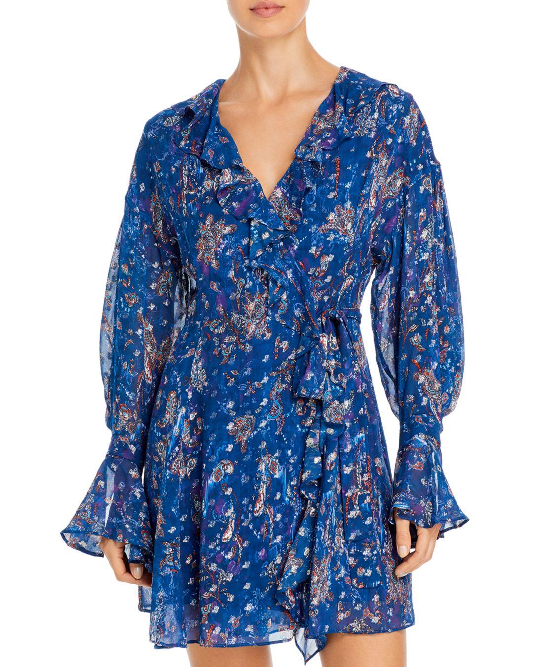 IRO Synthetic Sibuco Paisley Wrap Dress in Blue | Lyst