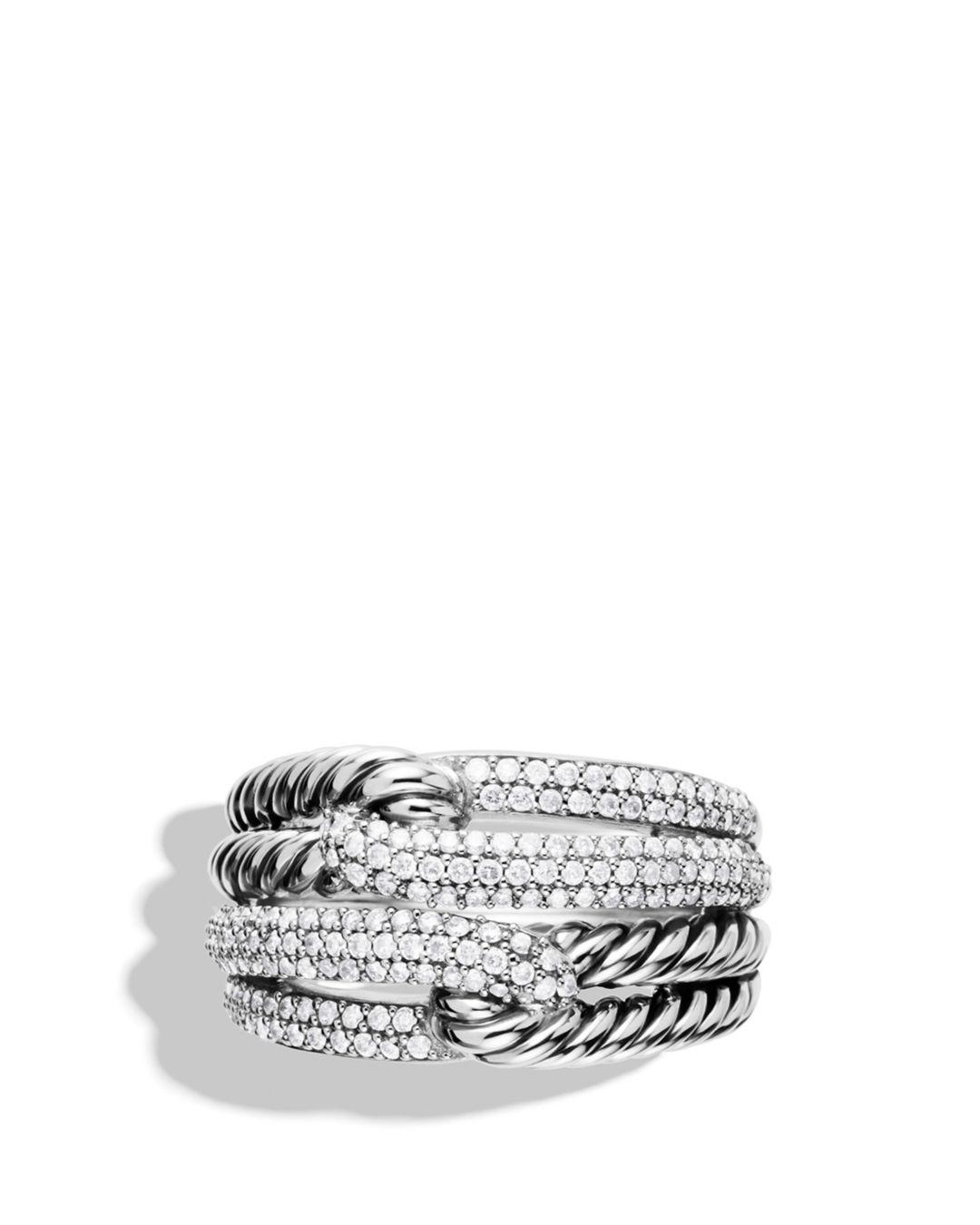 David Yurman Labyrinth Double - Loop Ring With Diamonds in Silver ...