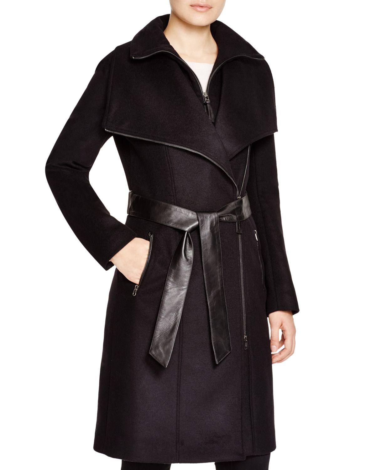 Mackage Nori Asymmetric Belted Coat in Black | Lyst