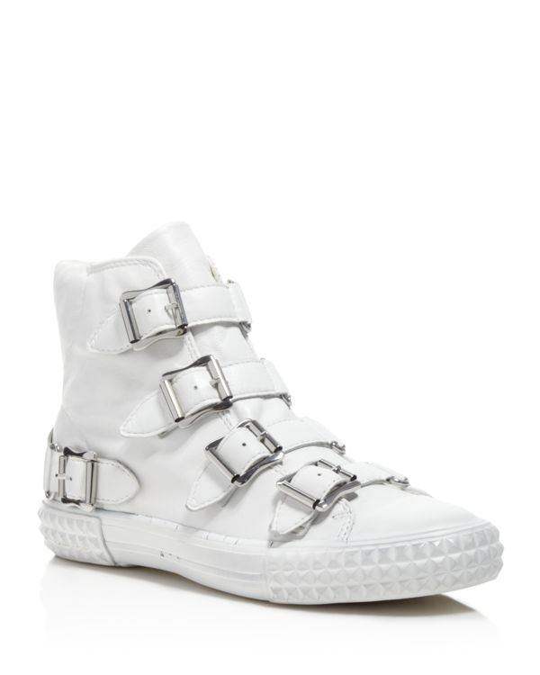 Ash Leather Wonder Buckle High Top Sneakers in White | Lyst
