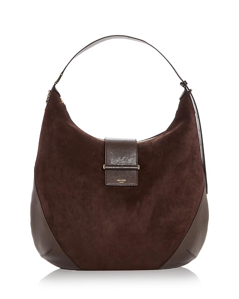 Jimmy Choo SOFT HOBO スエード ホーボーバッグ DIAMOND SOFT HOBO/S | Tan Suede Hobo Bag with Chain Strap