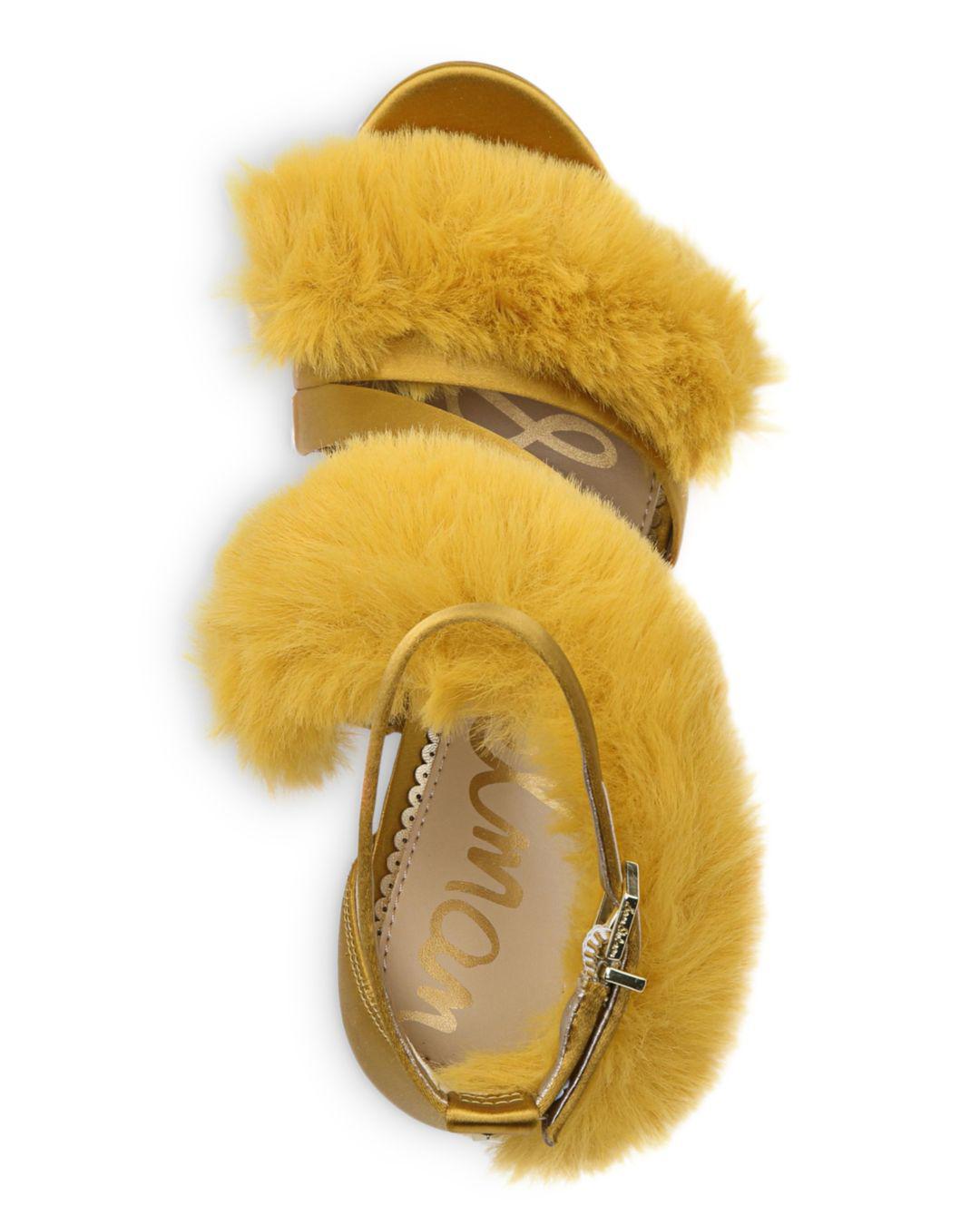 adelle faux fur heeled sandal