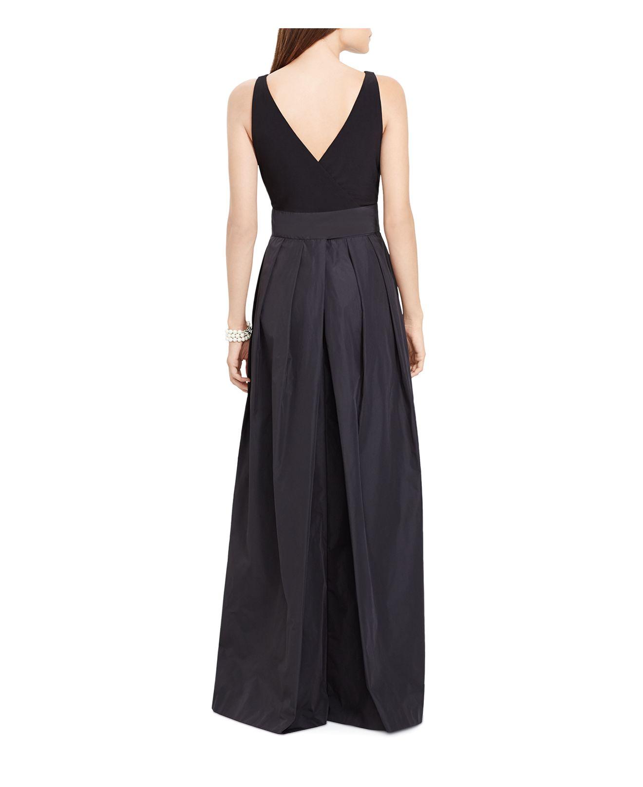 Ralph Lauren Lauren Belted Taffeta Skirt Gown in Black | Lyst