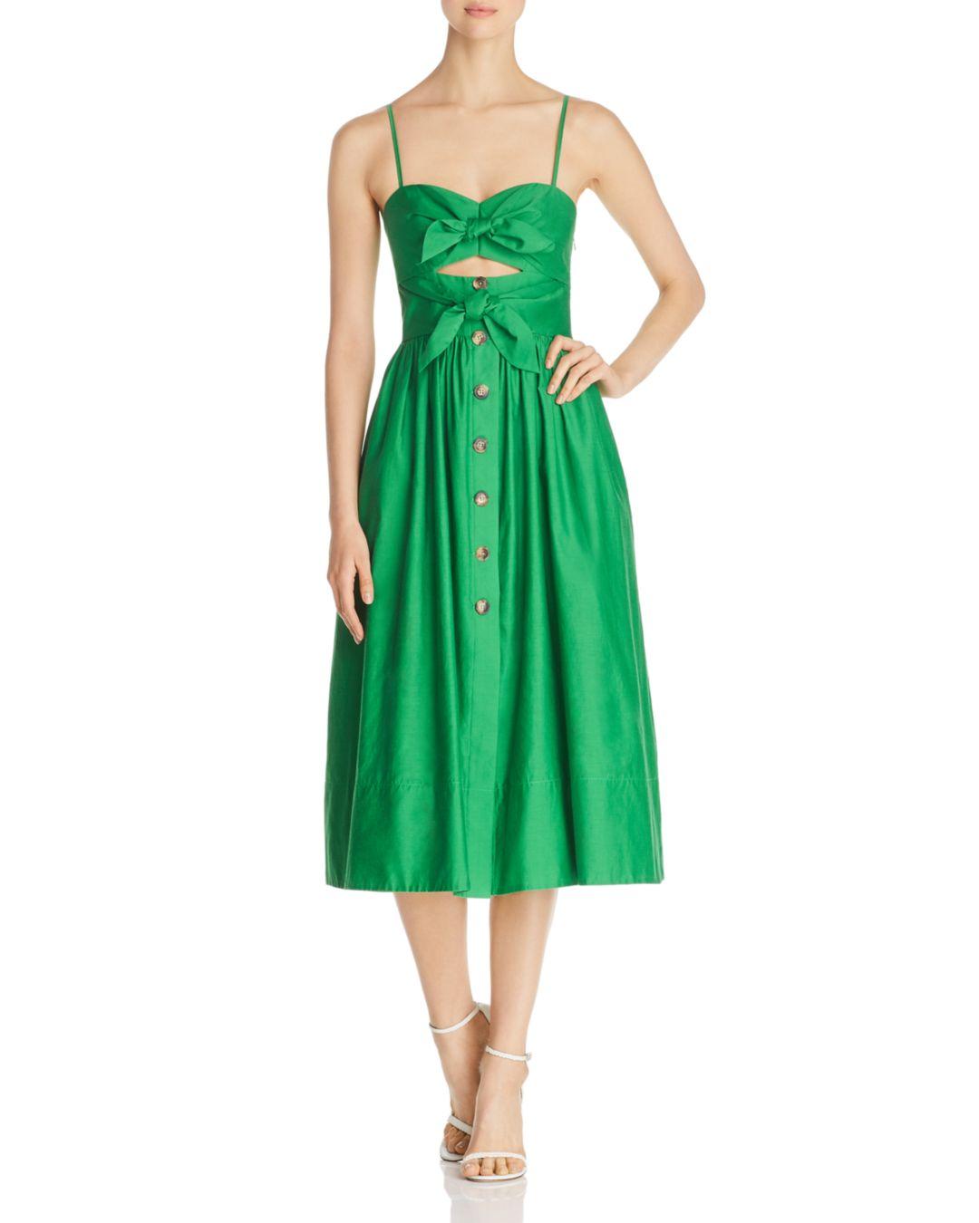 Kate Spade Cotton Tie Front Midi Dress in Green Lyst