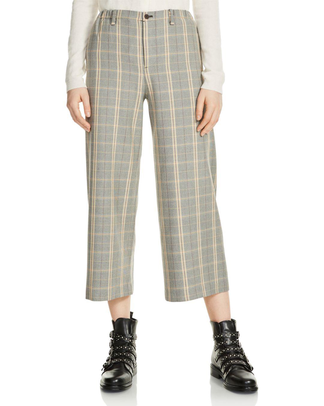 plaid wide leg cropped pants
