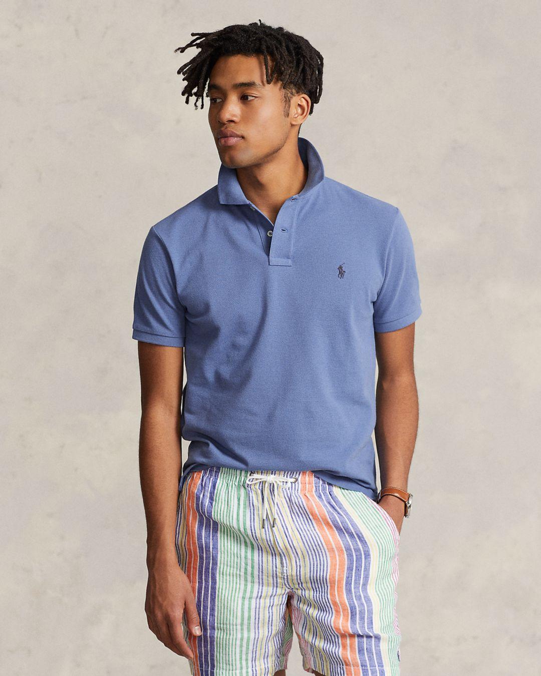 Polo Ralph Lauren Slim Fit Mesh Polo Shirt in Blue for Men | Lyst