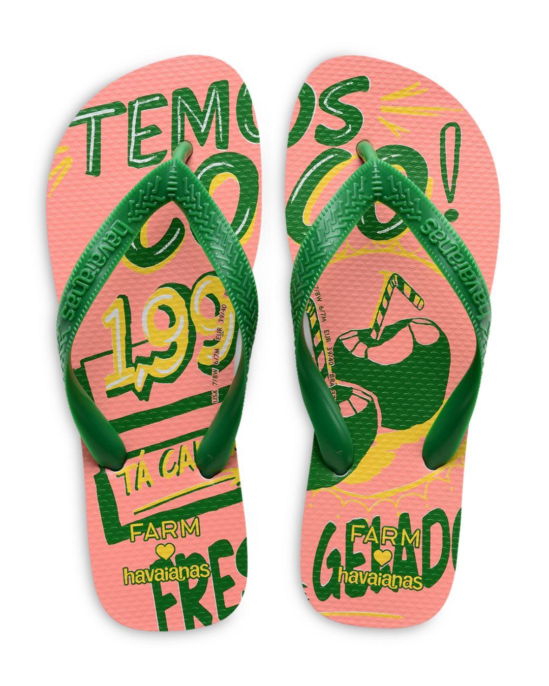 Havaianas Farm Rio Green Slip On Flip Flop Sandals Lyst