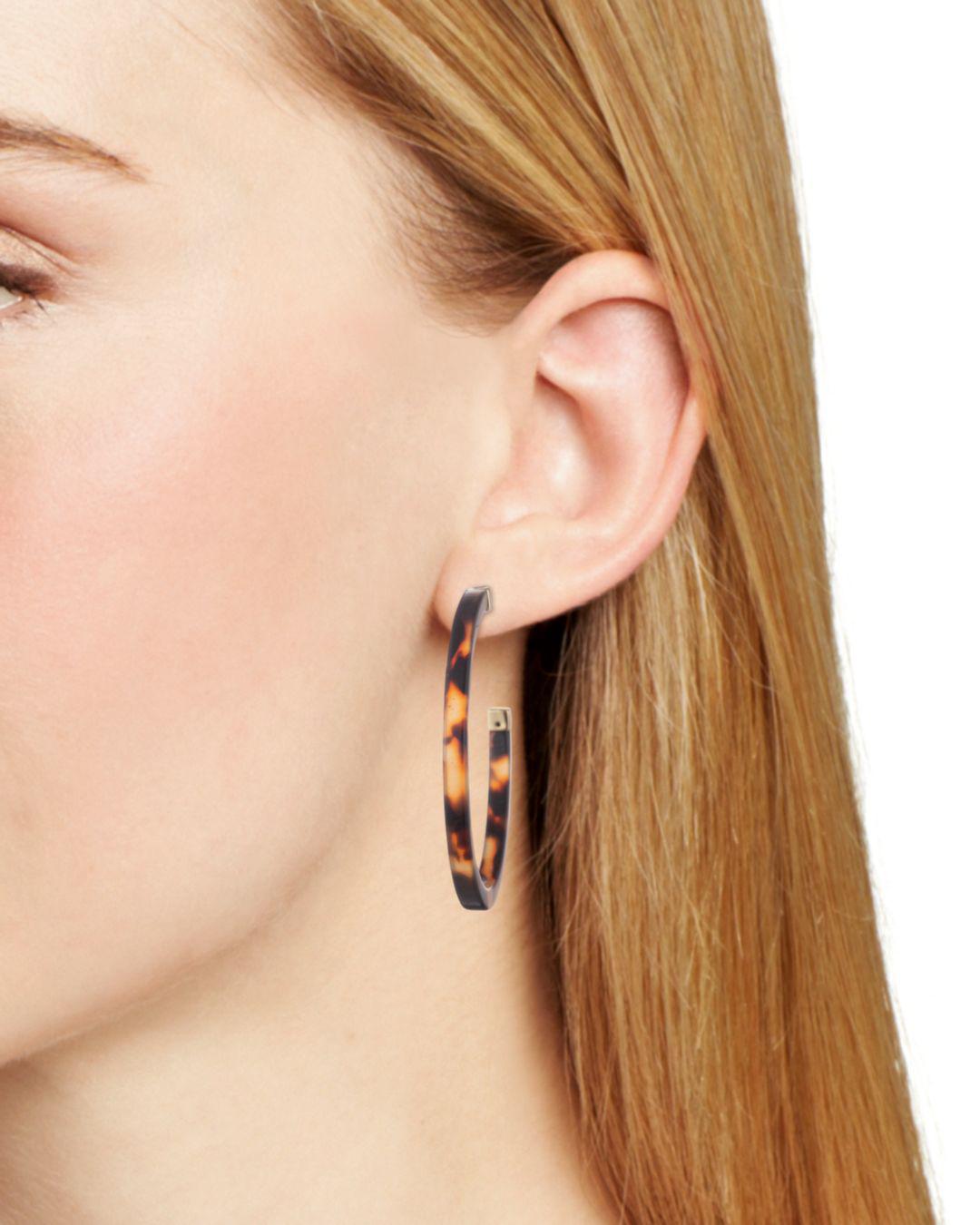 Lyst Ralph Lauren Tortoise Hoop Earrings In Brown