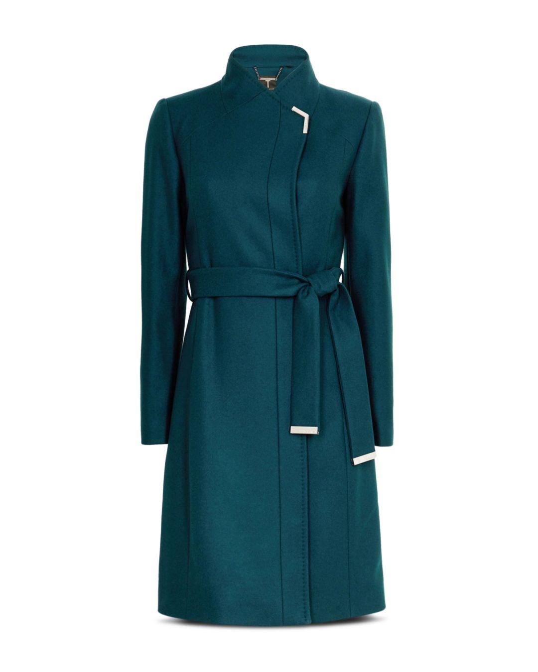 Ted Baker Ellgenc Belted Wool Blend Coat in Blue | Lyst