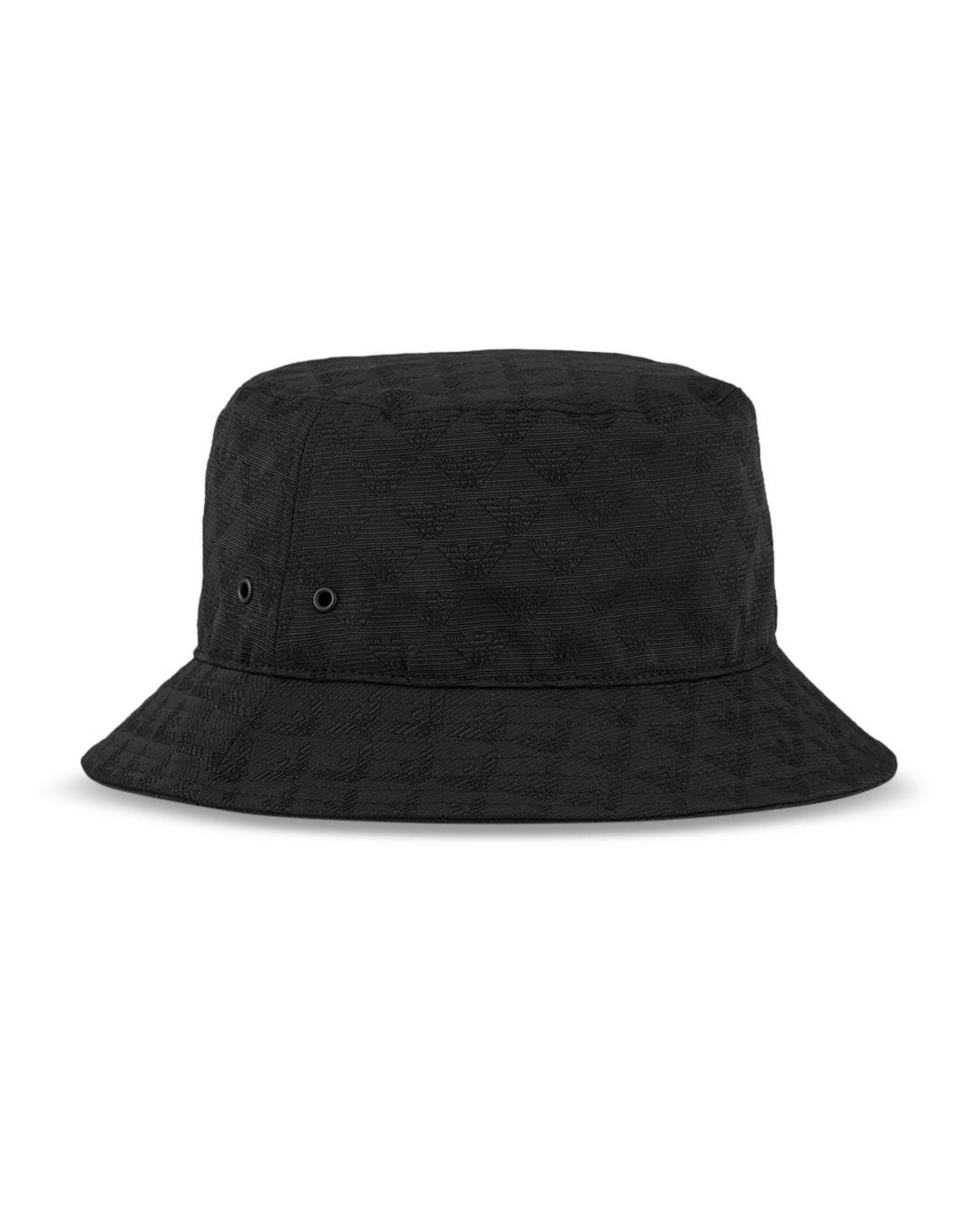 Armani Logo Bucket Hat in Black for Men