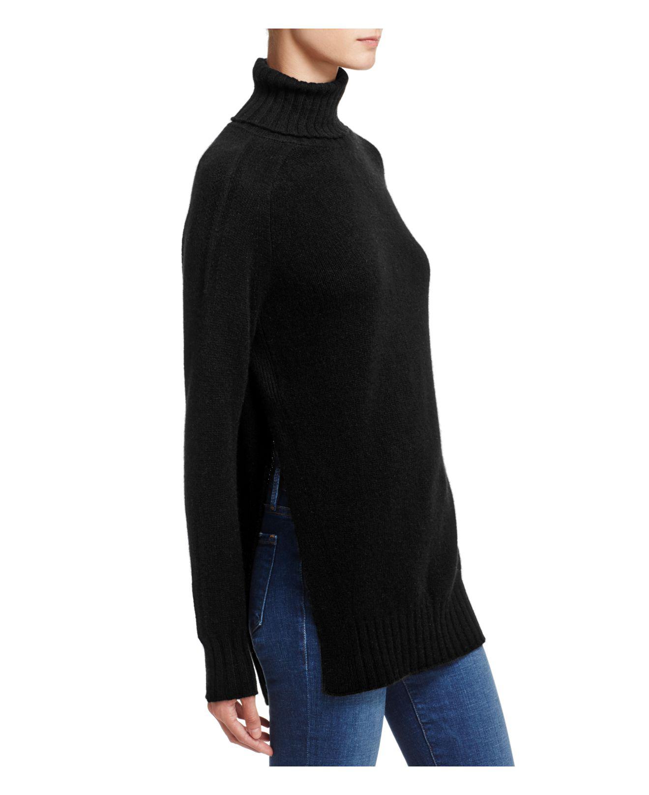turtleneck sweater with side slits