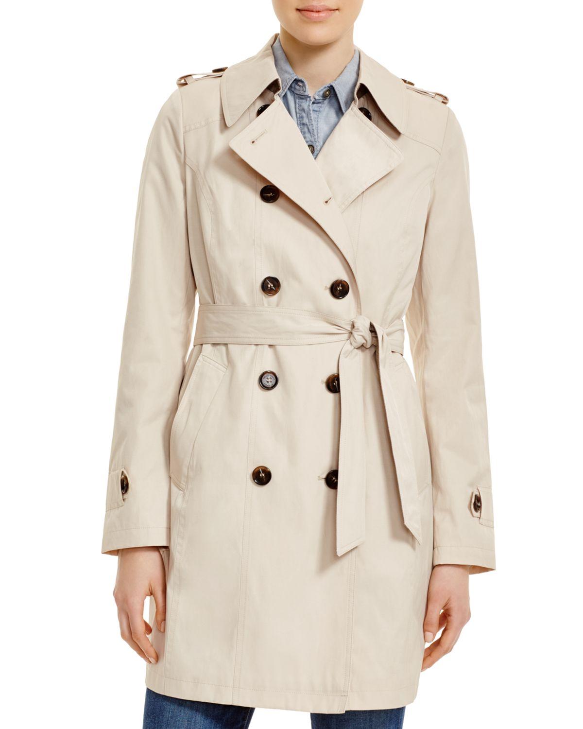 French Connection Cotton Chambray Belt Trench Coat in Natural - Lyst