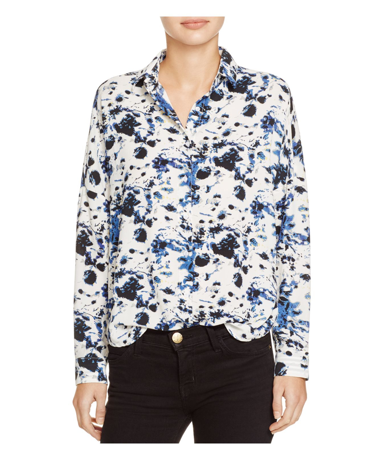 Suncoo Liane Printed Blouse In Blue Lyst suncoo liane printed blouse in blue lyst