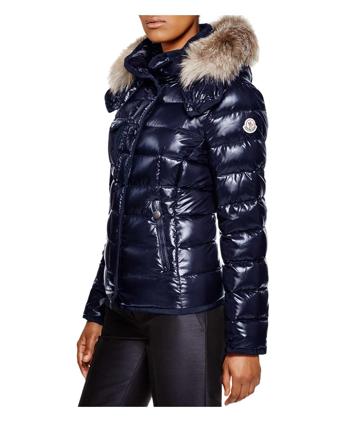 Moncler Armoise Fox Fur Hooded Down Jacket in Navy (Blue) - Lyst