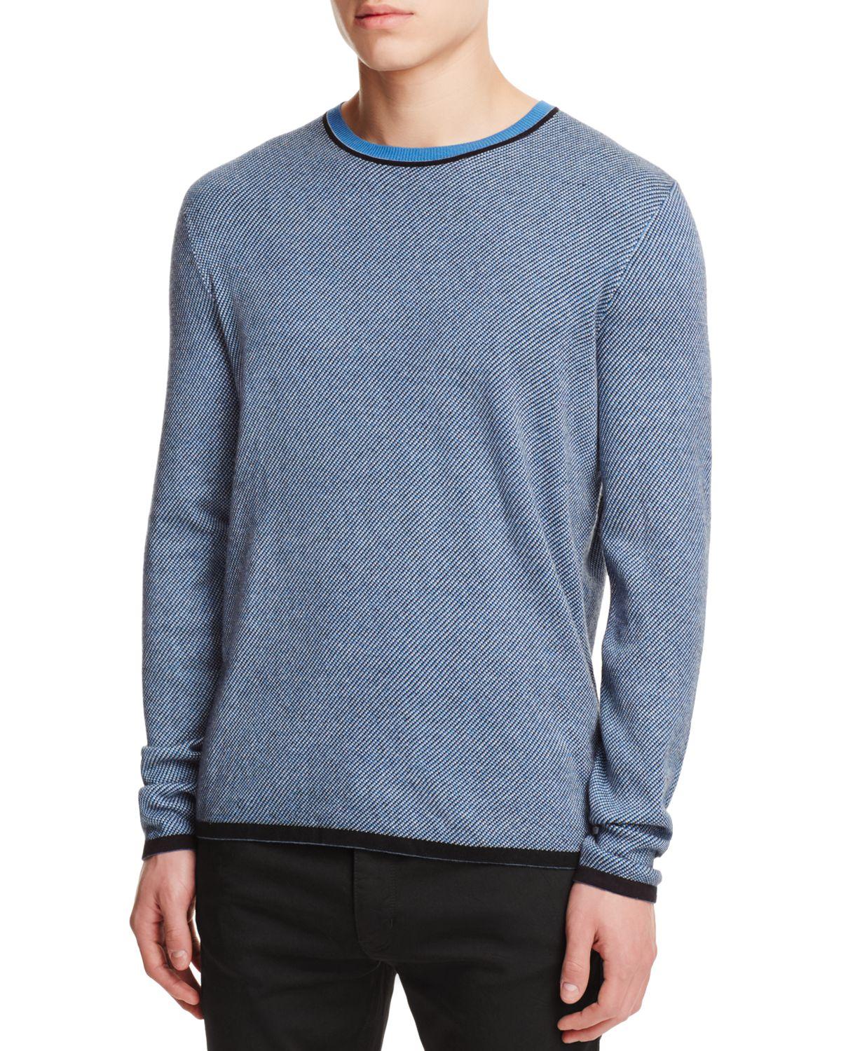 Lyst - Hugo Textured Waffle Knit Sweater in Blue for Men
