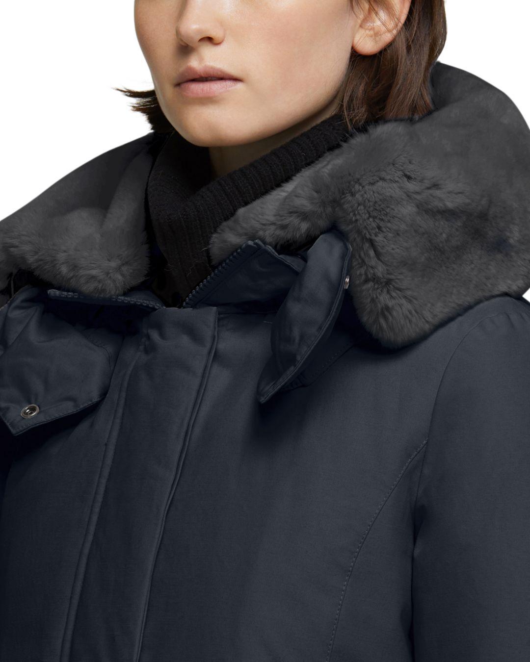 Woolrich John Rich Bros Bow Bridge Fur Collar Down Coat In Dark Navy Blue Lyst