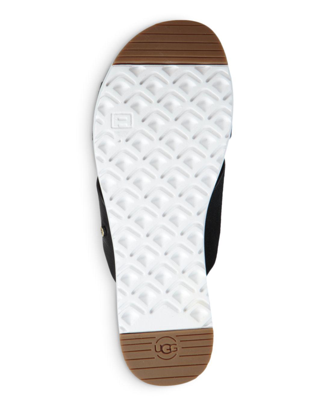 UGG Leather Kari Slide Flat Sandals in Black Cow Leather/Cow Suede (Black) - Save 62% - Lyst
