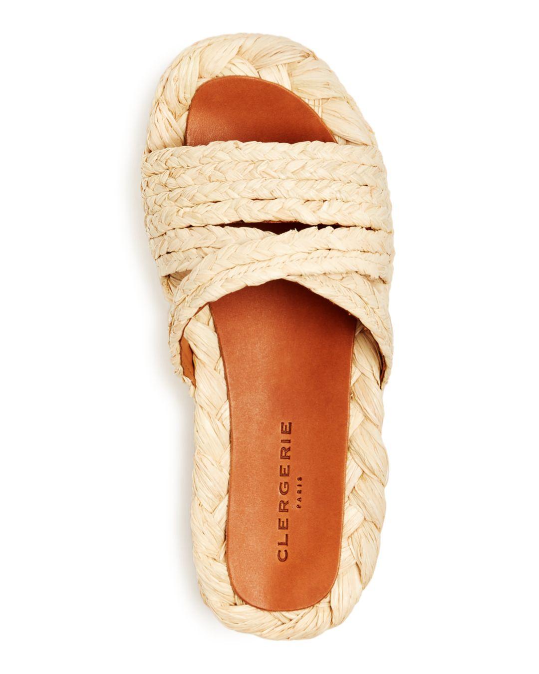 Clergerie Women's Idalie Raffia Platform Slide Sandals Lyst