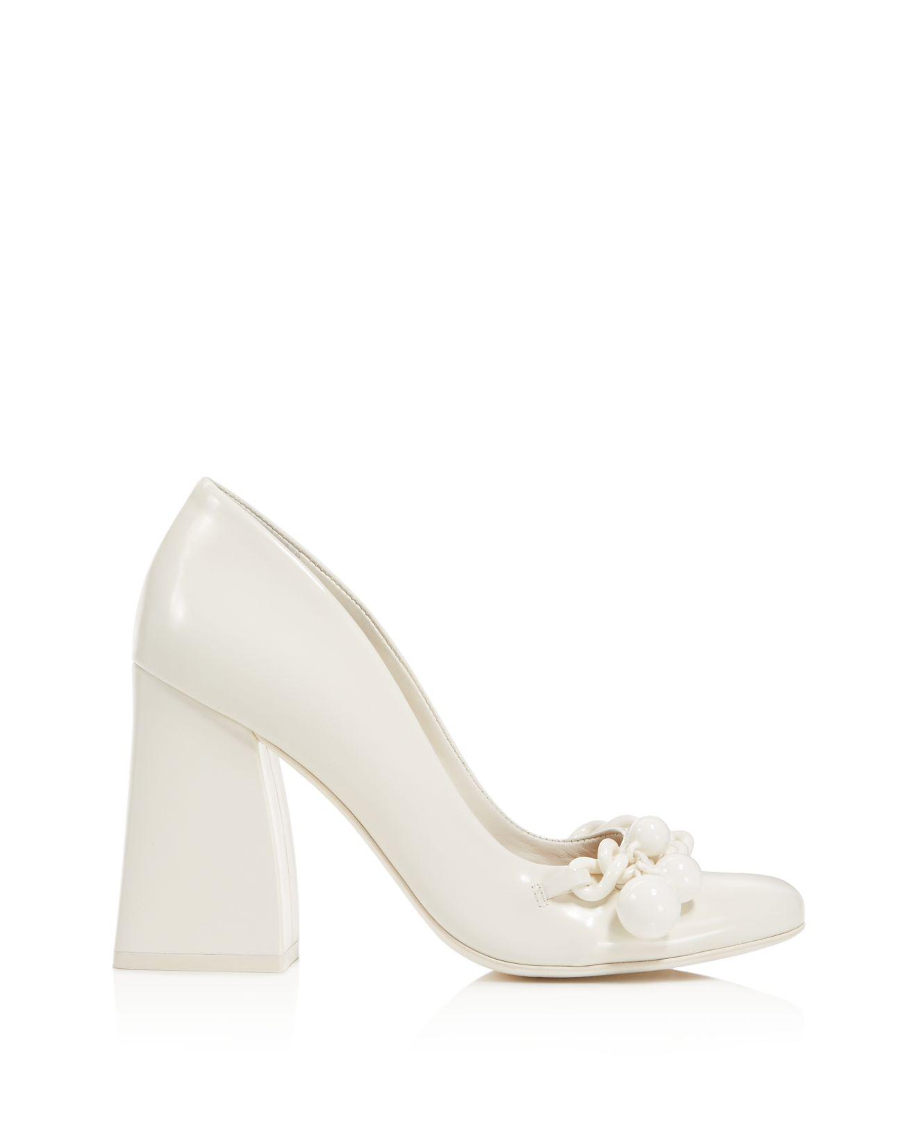 Tory Burch Addison High Block Heel Pumps in Ivory (White) Lyst