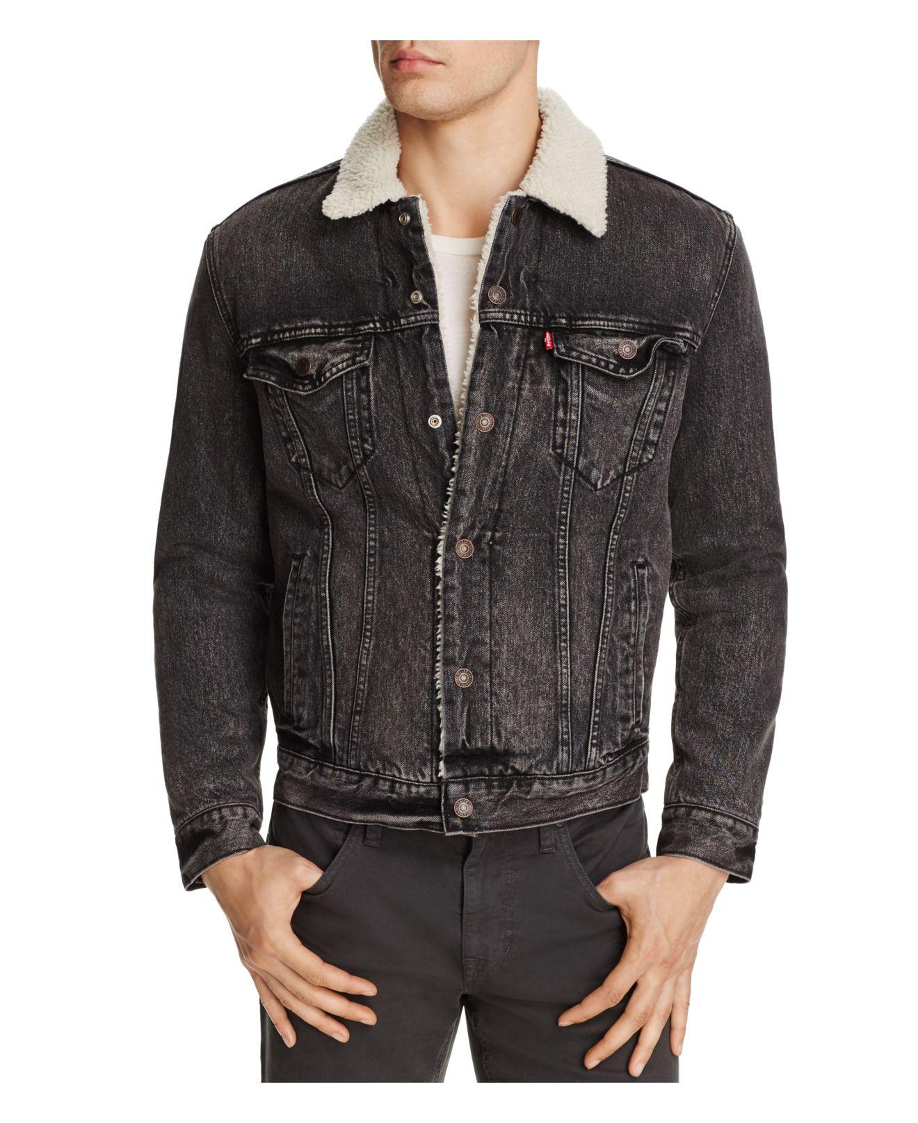 Levi S Sherpa Trucker Brusted Denim Jacket In Blue For Men Lyst