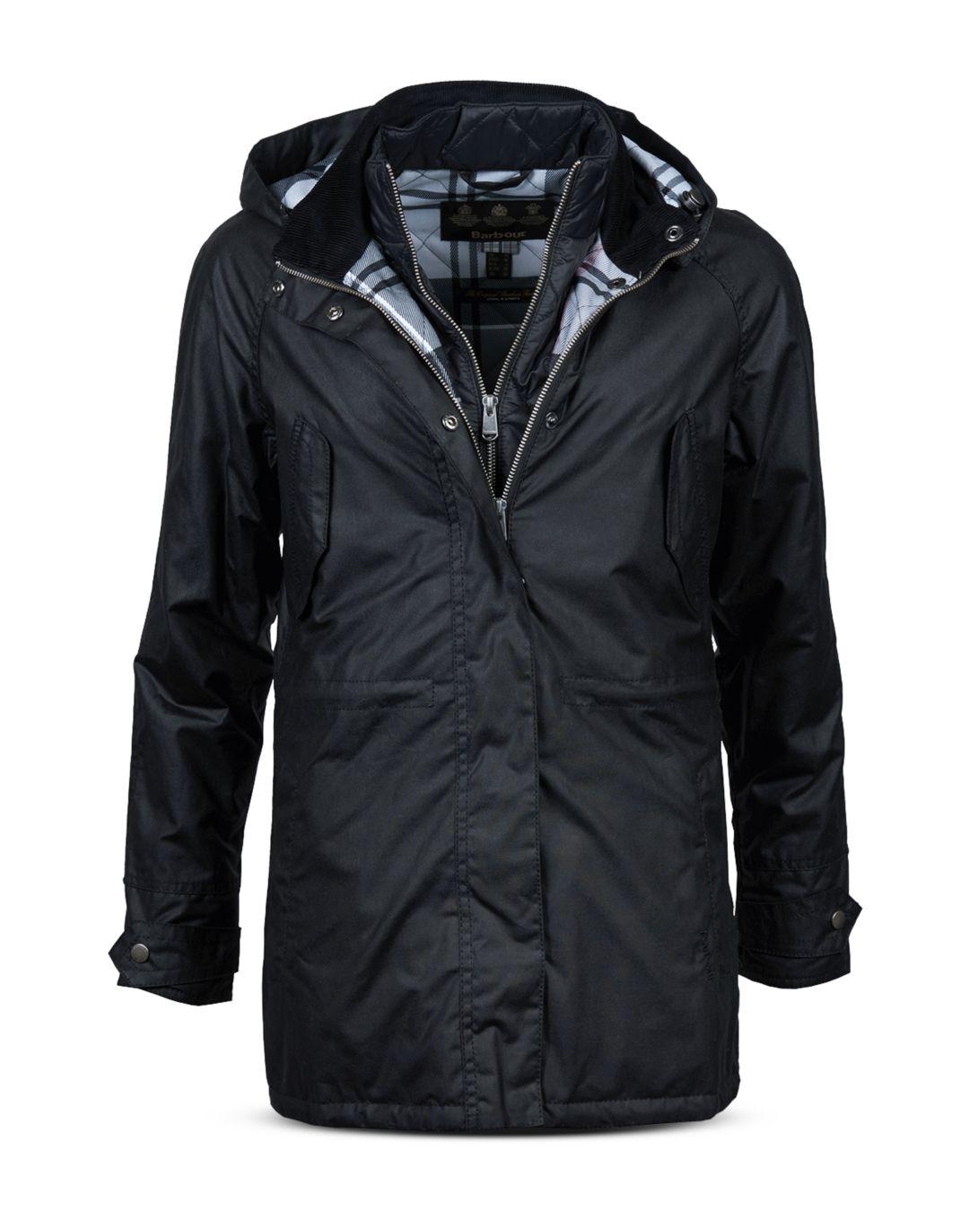 Barbour Heath Waxed Cotton Rain Jacket in Black - Lyst