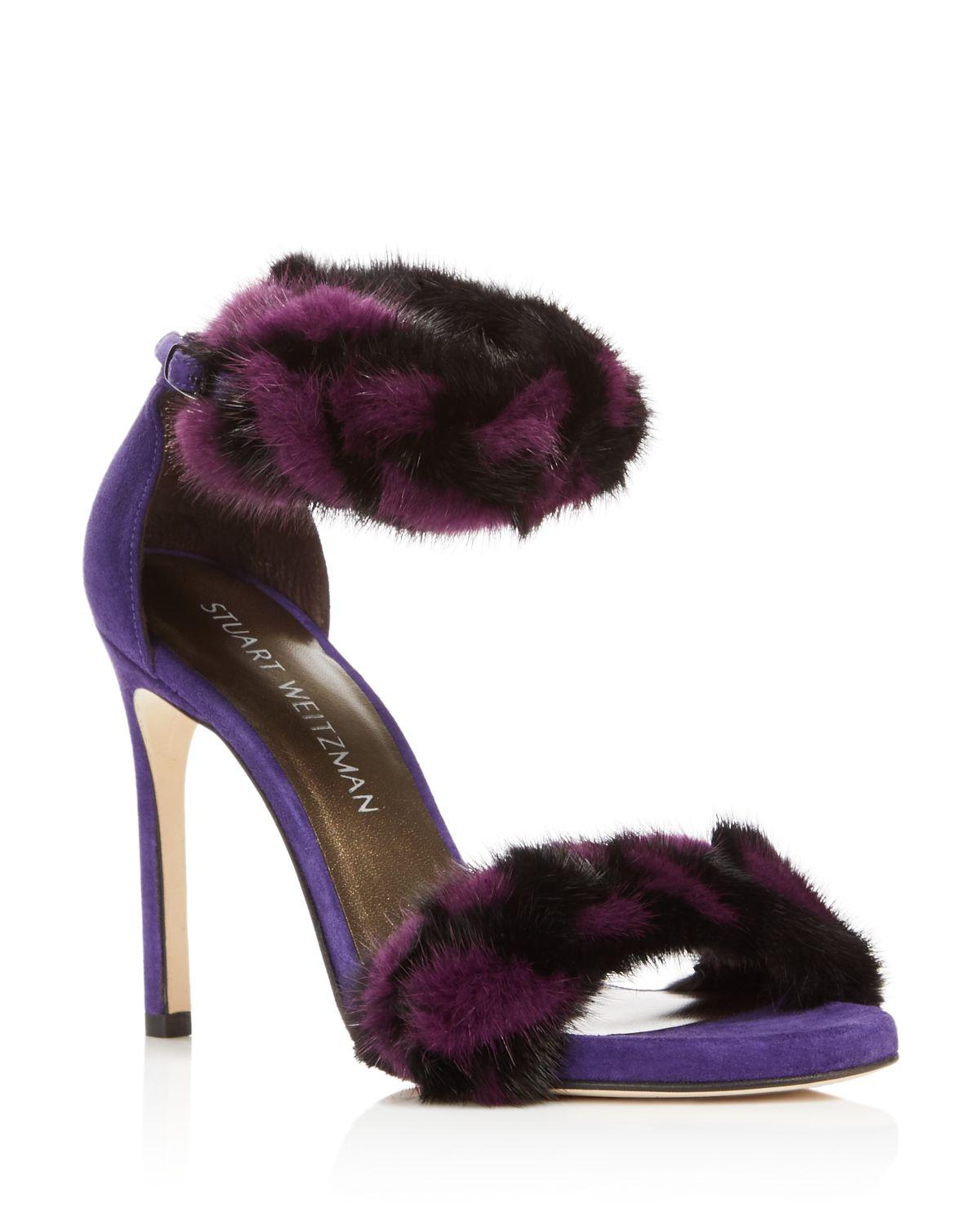 stuart weitzman fur sandals