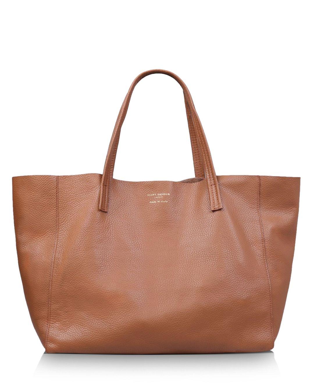 Kurt Geiger Violet Extra Large Horizontal Leather Tote in Tan (Brown ...