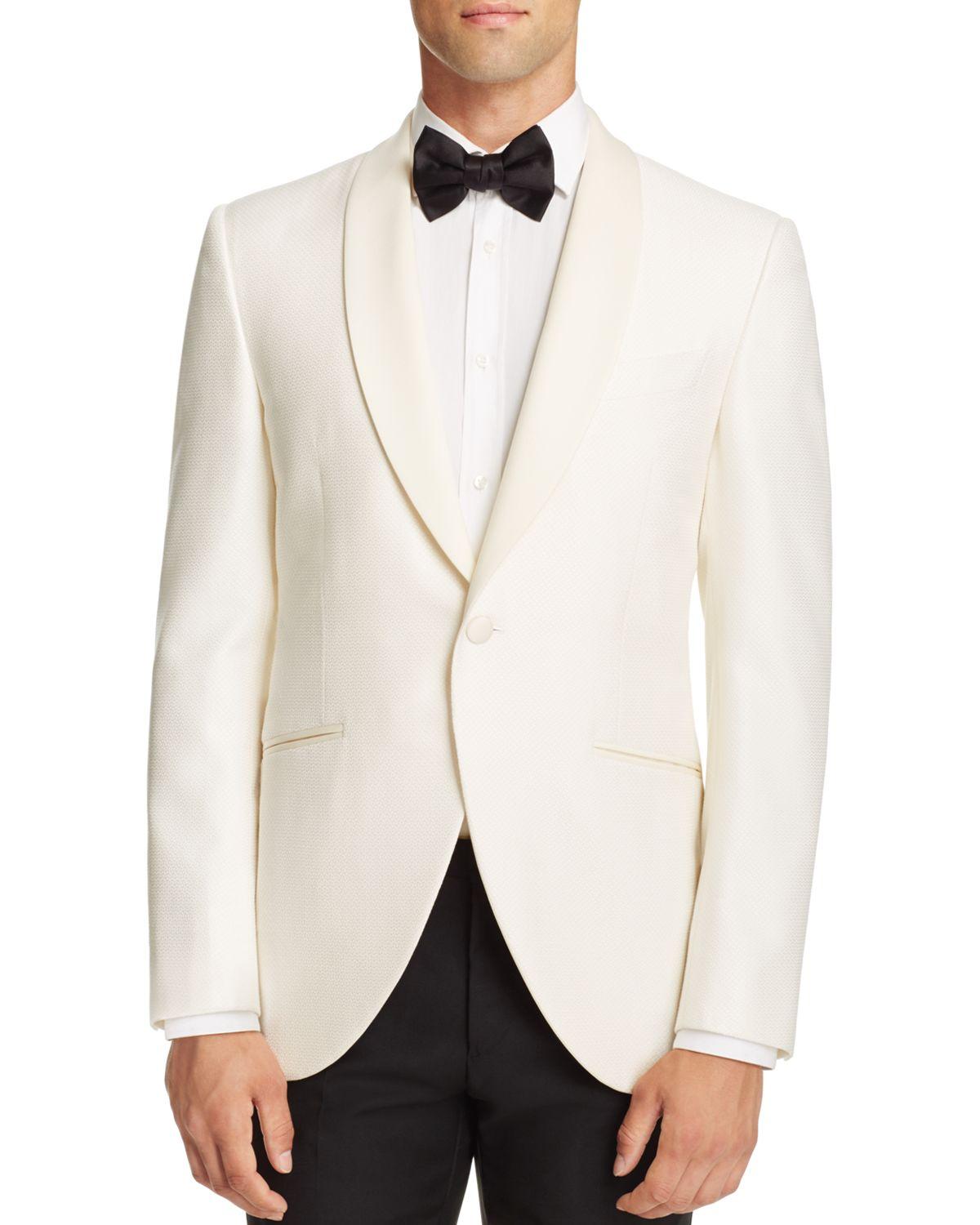 Canali Textured Regular Fit Dinner Jacket in White for Men - Lyst
