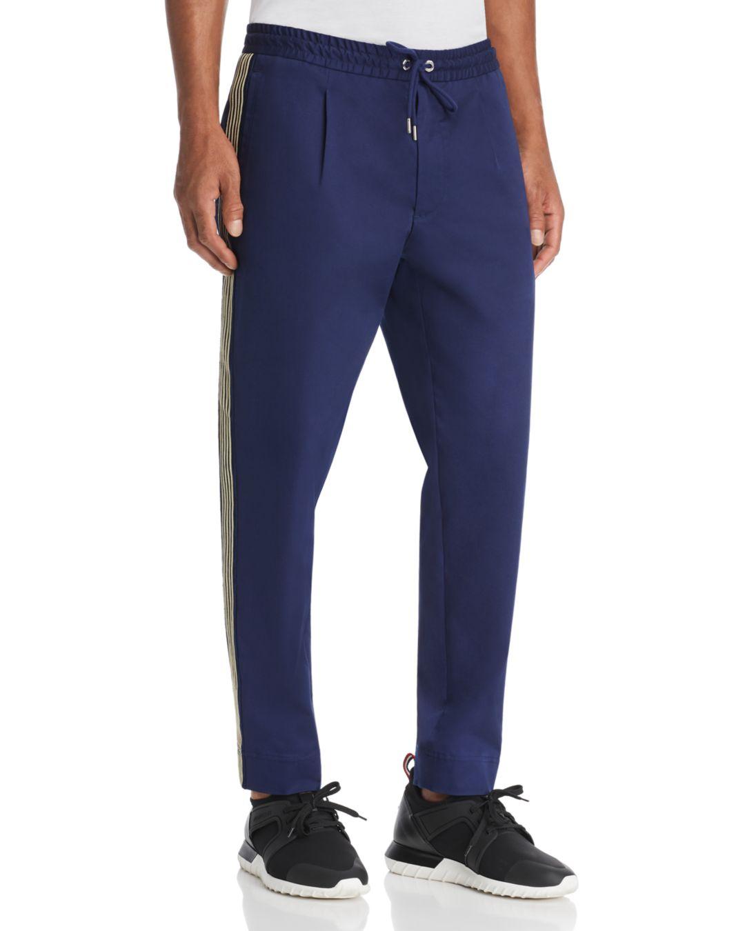 Moncler Stripe Trimmed Tailored Straight Fit Pants in Dark Blue (Blue ...
