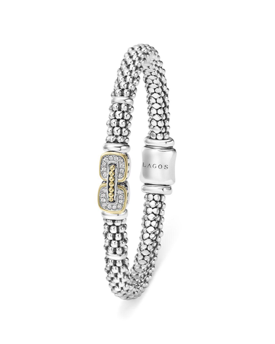 Lagos Sterling Silver Beaded Bracelet With Diamonds And 18k Gold in ...