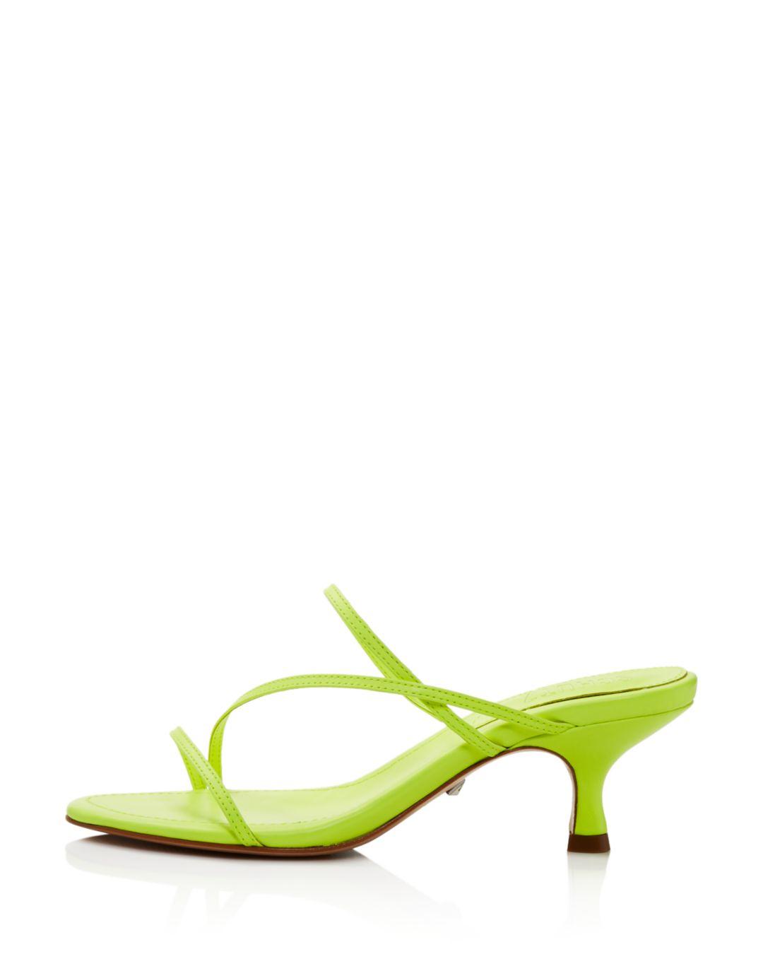 neon yellow kitten heels