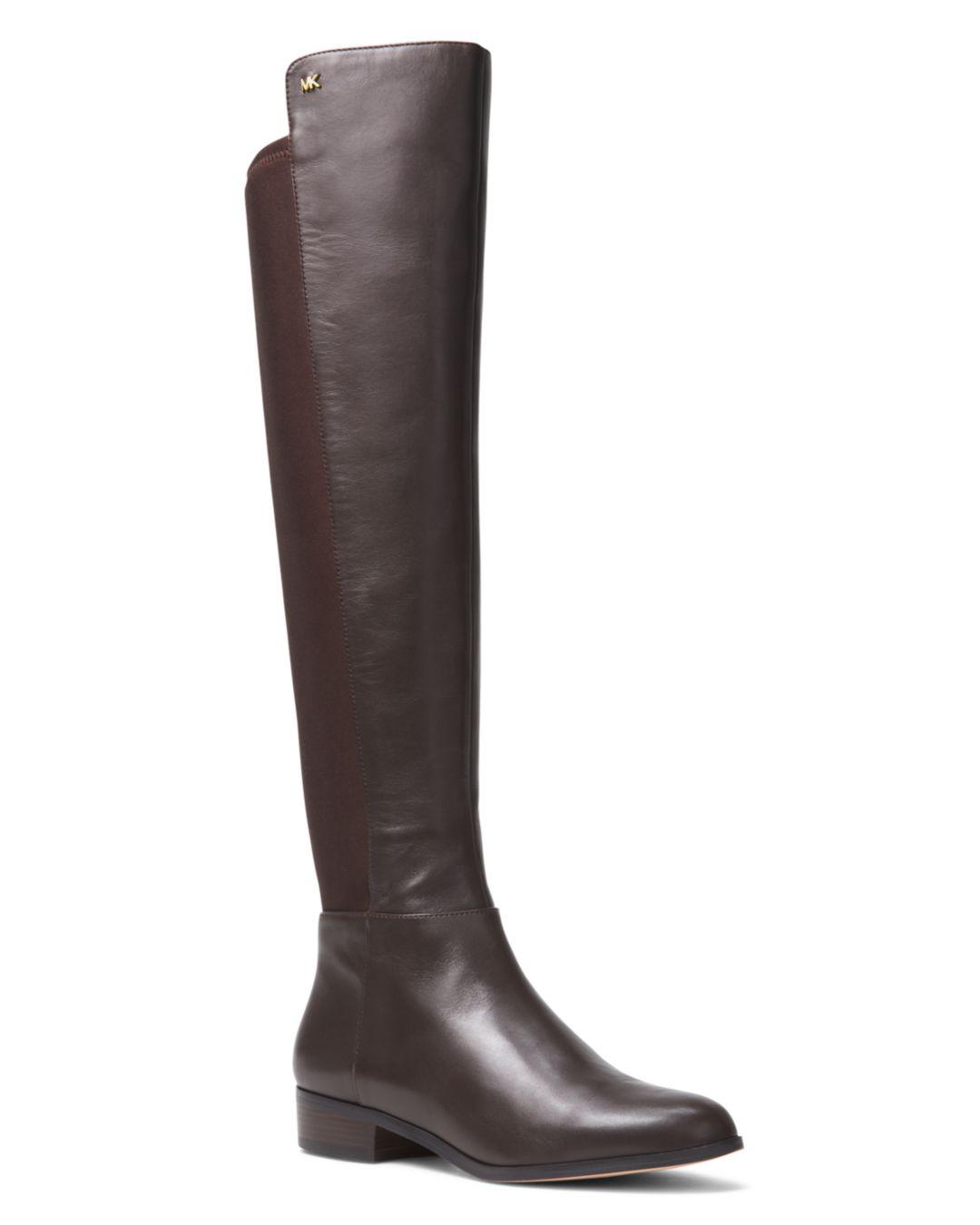 MICHAEL Michael Kors Women's Bromley Leather & Stretch Tall Boots in Coffee  (Brown) - Lyst
