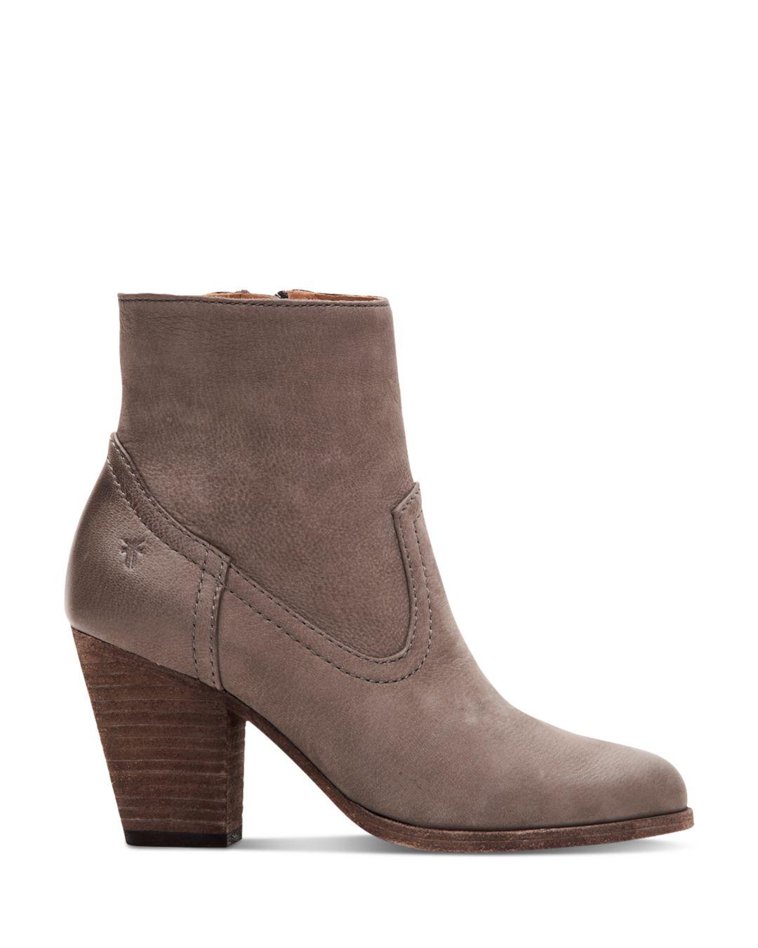 high heel booties brown