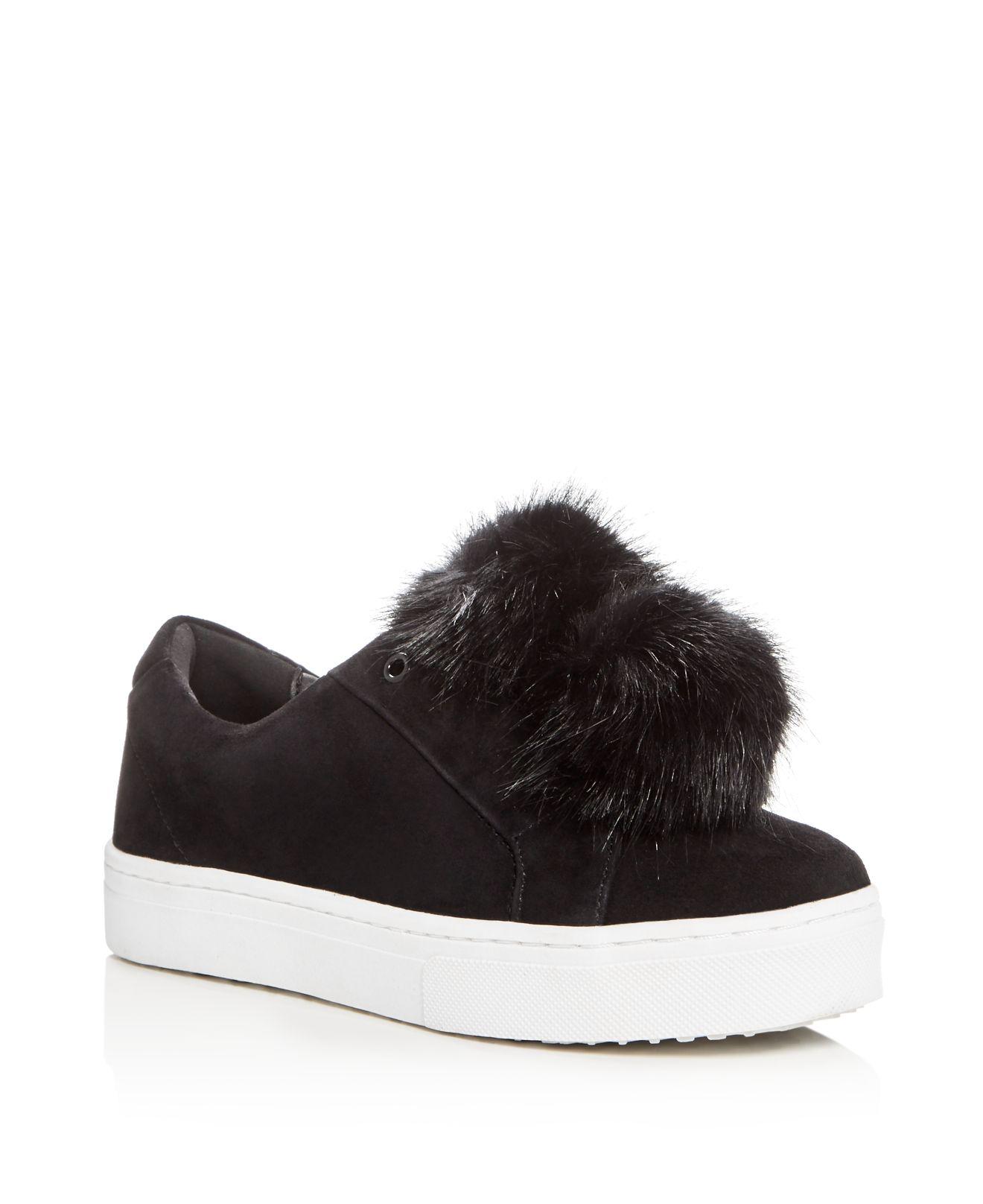 fur pom pom trainers Faux Slip  Pom Edelman Sam  pom Sneakers on Fur Lyst Leya