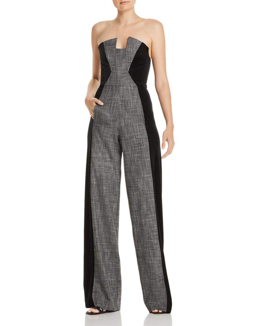 Black Halo Synthetic Lena Strapless Color Block Jumpsuit in Black Lyst