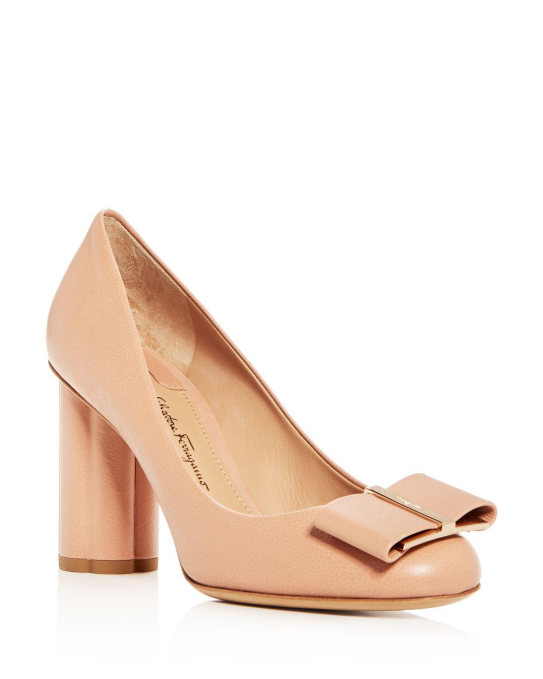 Ferragamo Capua 85 Pebbled Leather Flowerheel 85mm Pumps Lyst