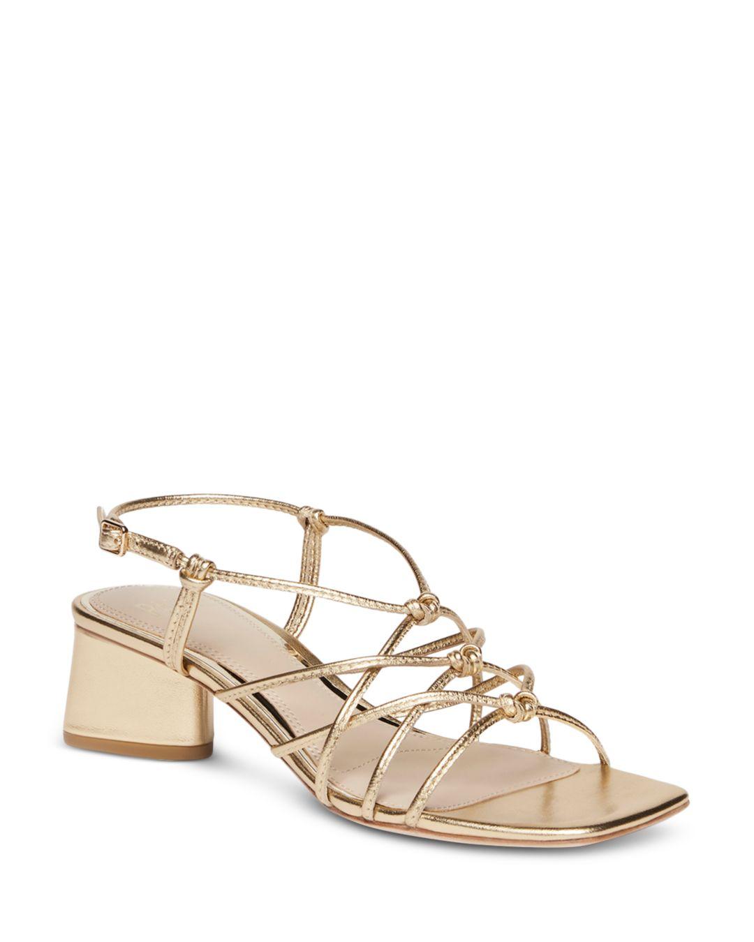 PAIGE Gianna Square Toe Strappy Block Heel Sandals in Natural | Lyst