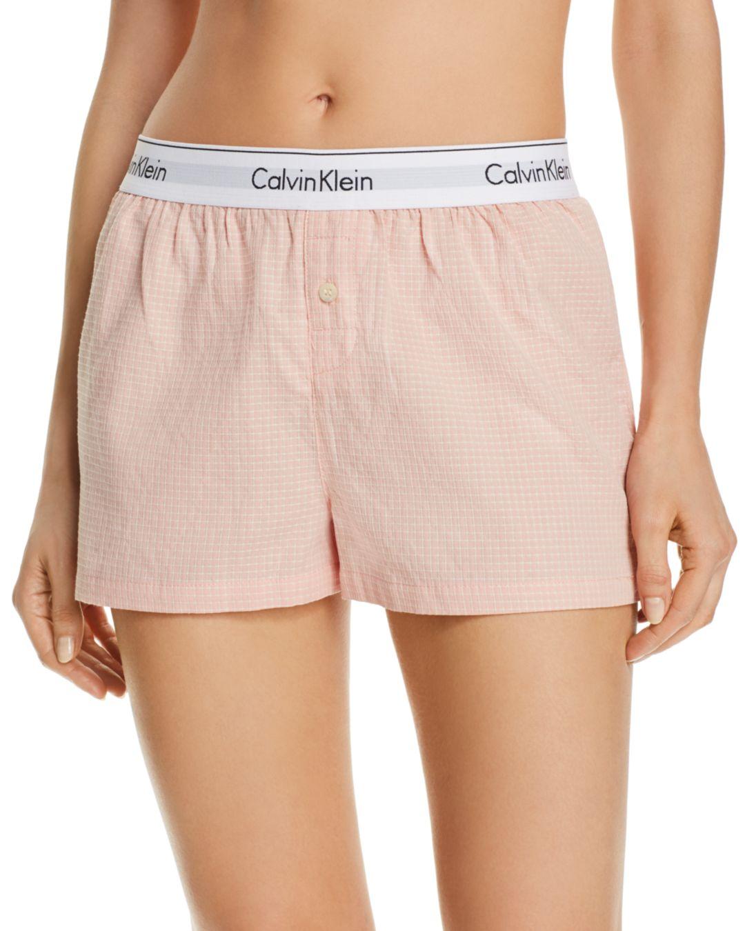 Calvin Klein Cotton Sleep Shorts in Pink | Lyst