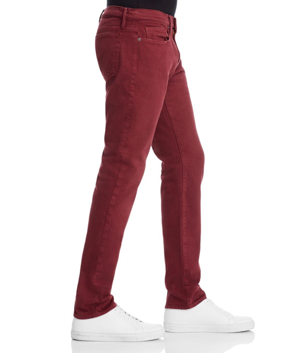burgundy slim fit jeans