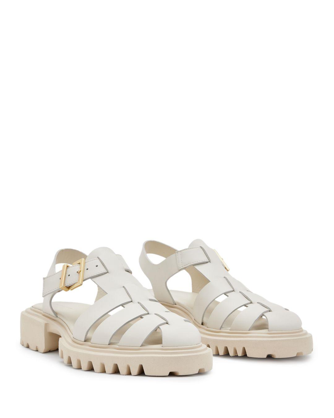 AllSaints Nessie Ankle Strap Woven Fisherman Sandals in White | Lyst