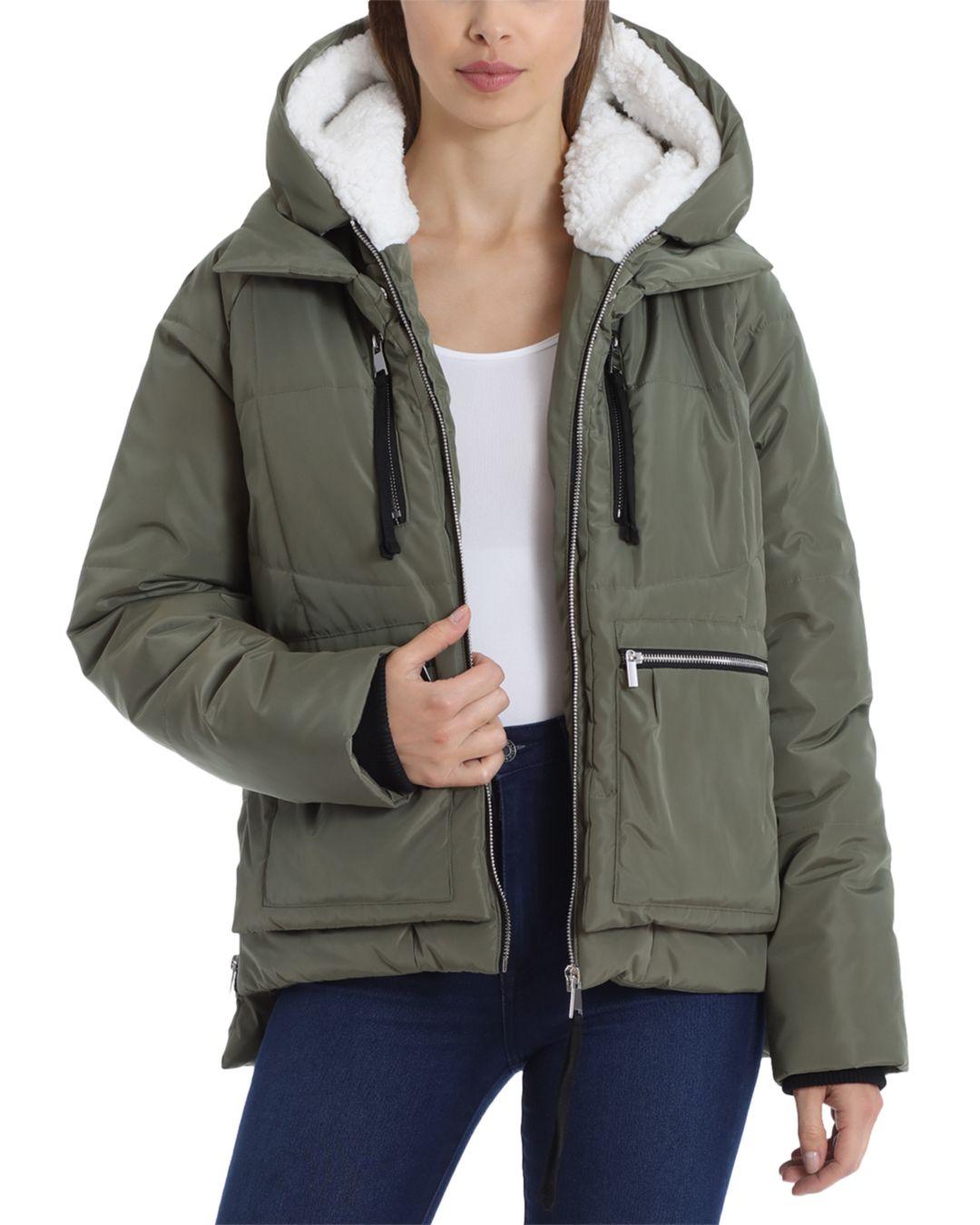 hooded mini puffer coat