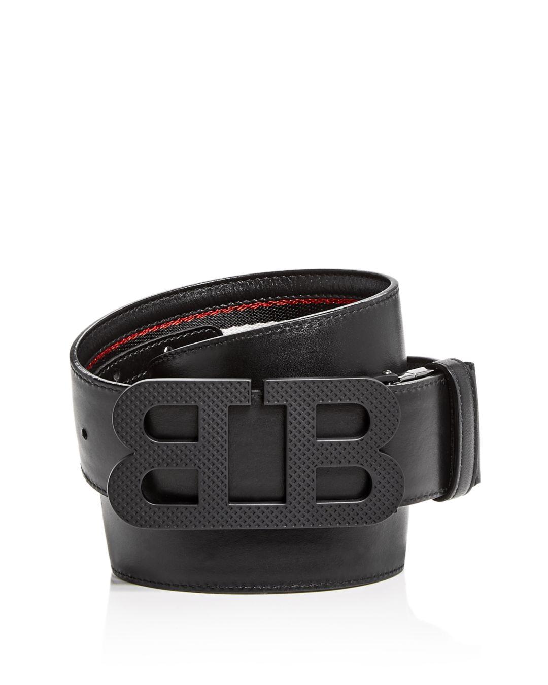 Bally Men's Mirror B Reversible Leather Belt in Black/Red (Black) for