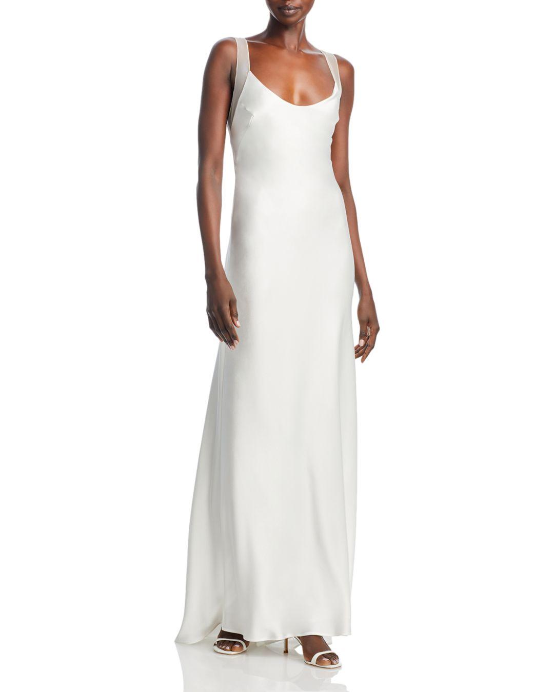 Galvan London Praiano Mixed Media Slip Maxi Dress in White Lyst