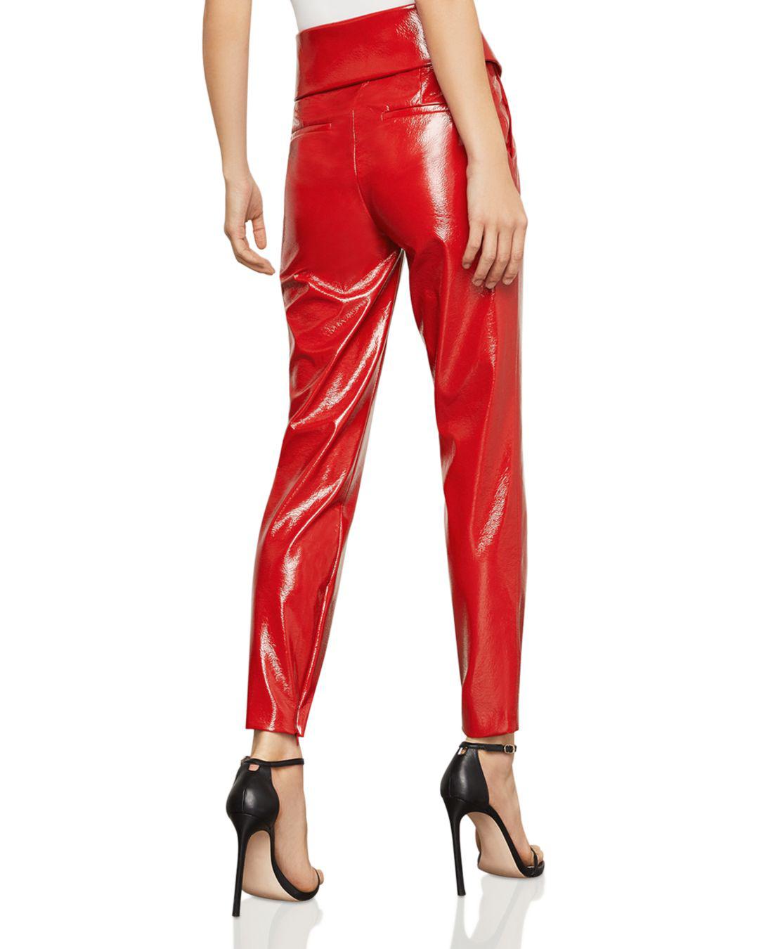 BCBGMAXAZRIA Faux Patent Leather Pants in Venetian Red (Red) - Lyst