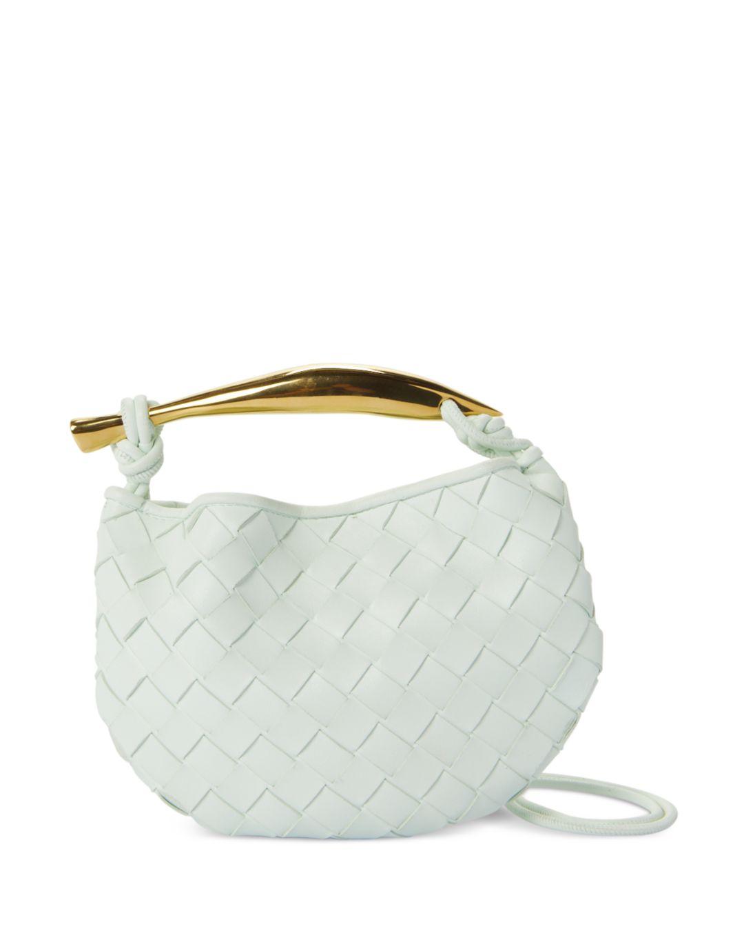 Bottega Veneta Gold Tone Sardine Top Handle Crossbody Bag in White | Lyst