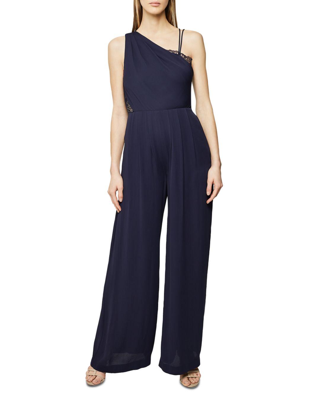 Reiss Polly One Shoulder Jumpsuit in Navy (Blue) Lyst